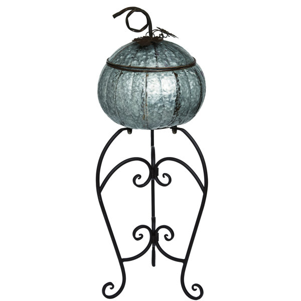 The Holiday Aisle Metal Harvest Pumpkin Container With Pedestal Wayfair