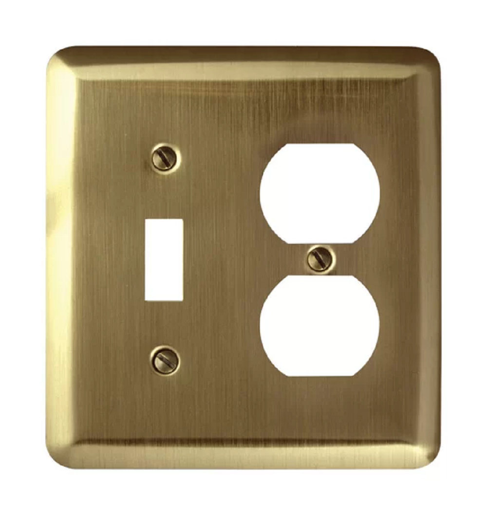 NEW Amerelle Devon Brushed Brass 1 Duplex Outlet Wall Plate Decor Collection