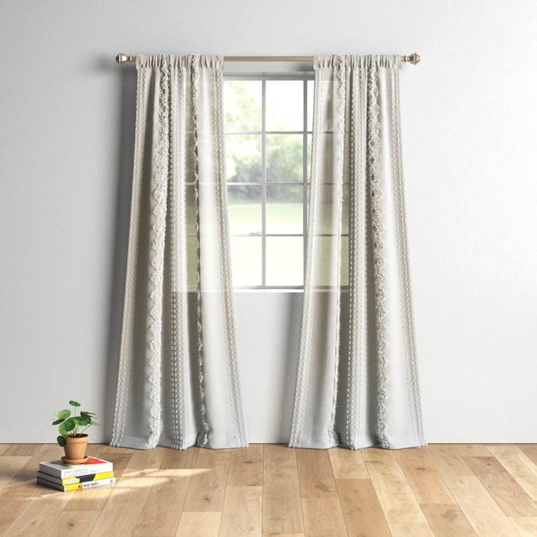 kelly clarkson home rolf 100% cotton geometric semi sheer rod pocket single curtain panel & reviews wayfair kelly clarkson home rolf