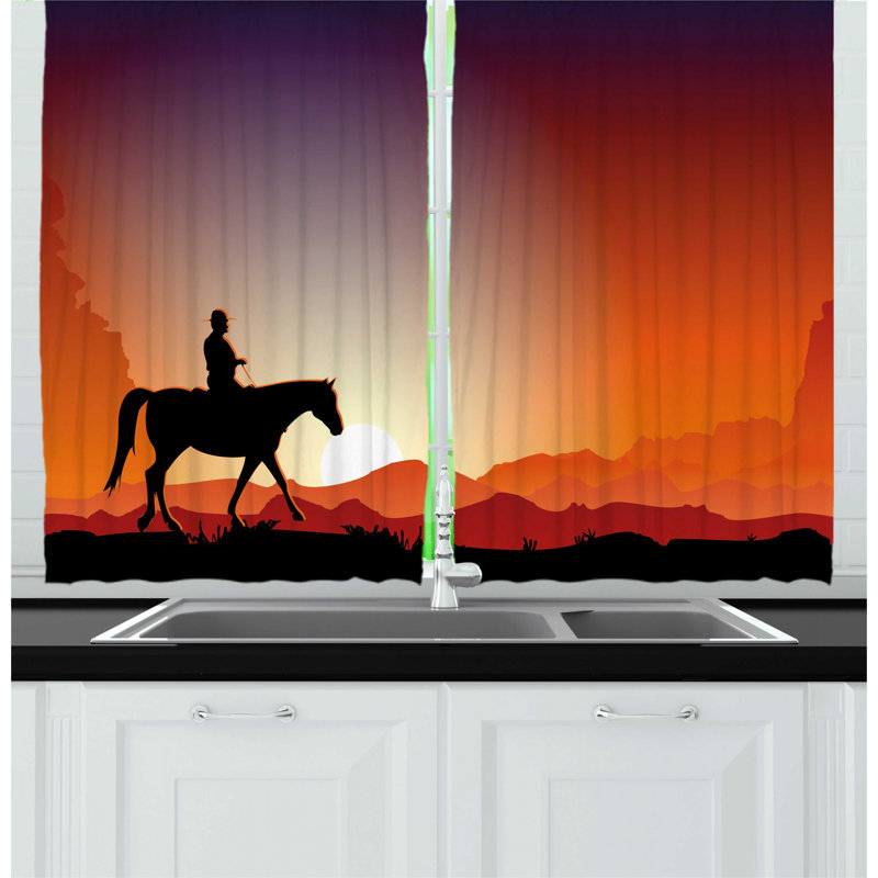 East Urban Home 2 Piece Western Silhouette Of A Cowboy On A Horse