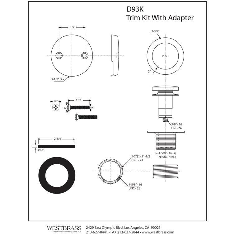 Tip Toe Universal Tub Trim with 2-Hole Faceplate