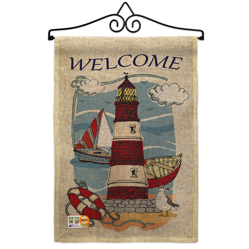 Breeze Decor Lighthouse Shore Coastal Beach Impressions Decorative Vertical 2 Sided Burlap 19 X 13 In Garden Flag Wayfair
