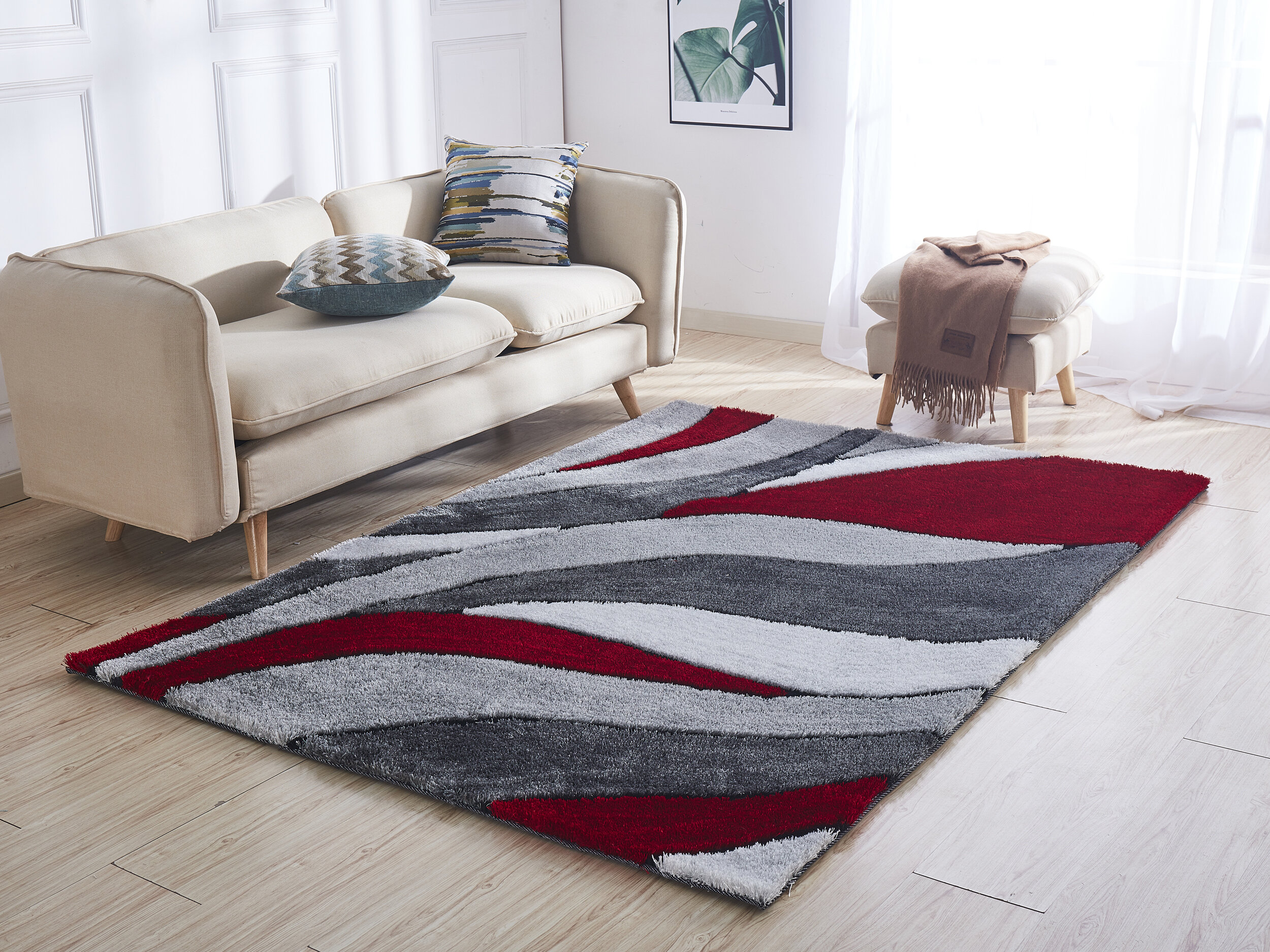 Orren Ellis Neligh Soft Pile Shaggy Hand Tufted Red Grey Area Rug Reviews