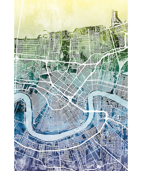 East Urban Home Color Gradient Urban Street Map Series