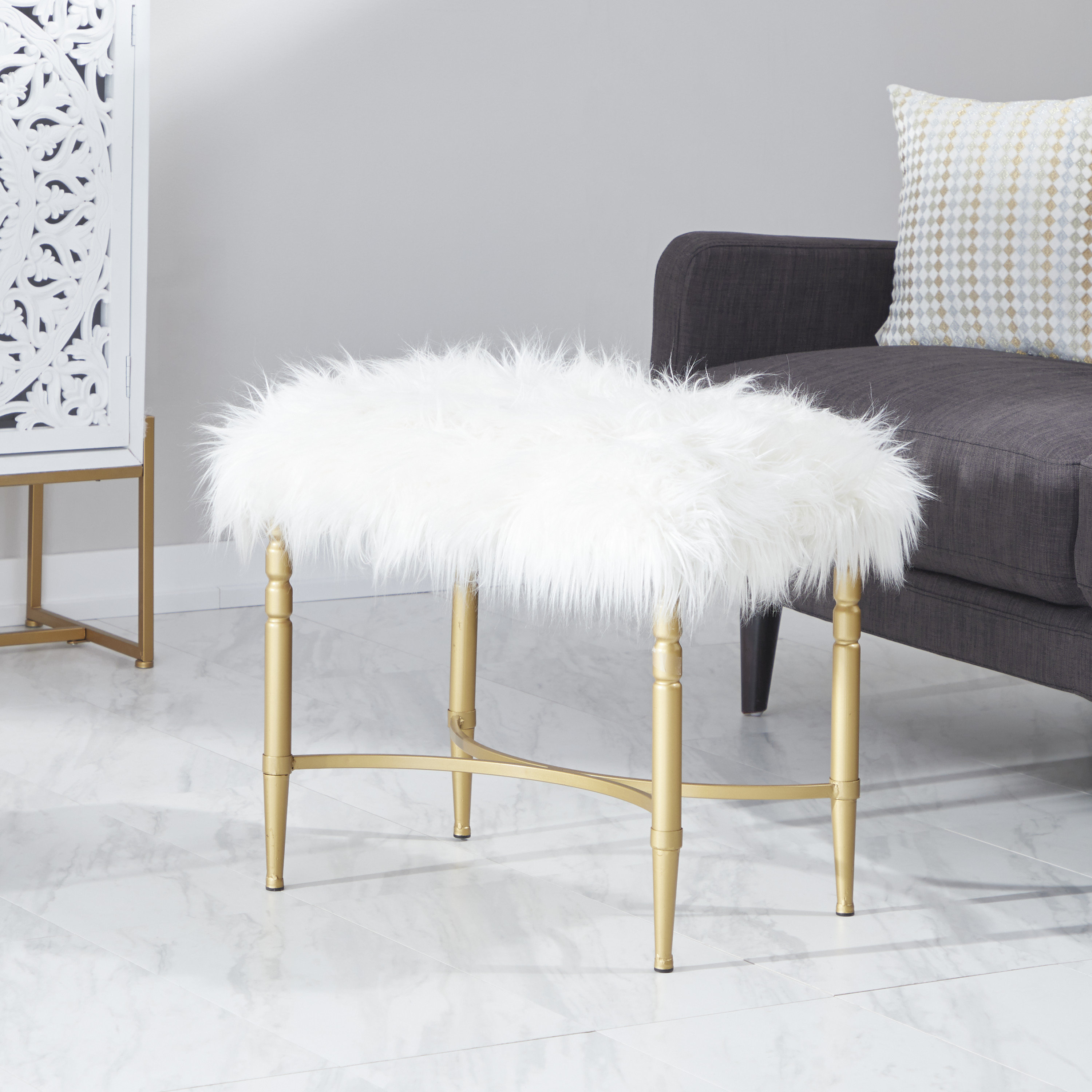 faux fur stool