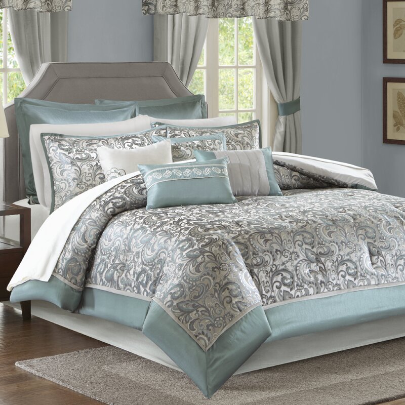 gray and teal comforter sets queen size