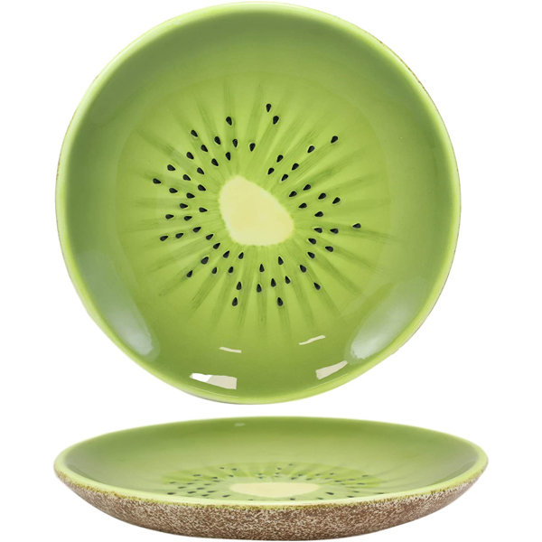 Rosalind Wheeler Mandarin Gourmet Kitchen Presentation Mouthwatering Sliced Kiwi Fruit Shaped 8 25 Salad Plate Wayfair