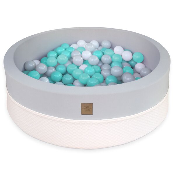 Soft Foam Ball Pit for Baby Toddler 90 x 30 cm Plus 200 Ball Pit / 200 Balls, Grey / Blue Balls 400 PVC Play Balls