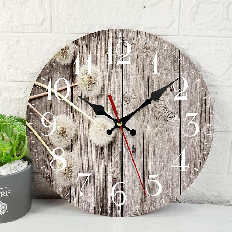 Wood Wall Clocks for Kids Battery Operated 12 Inch Pure Color Green Wooden Wall Clock Modern for Living Room Kitchen Bedrooms Bathroom 