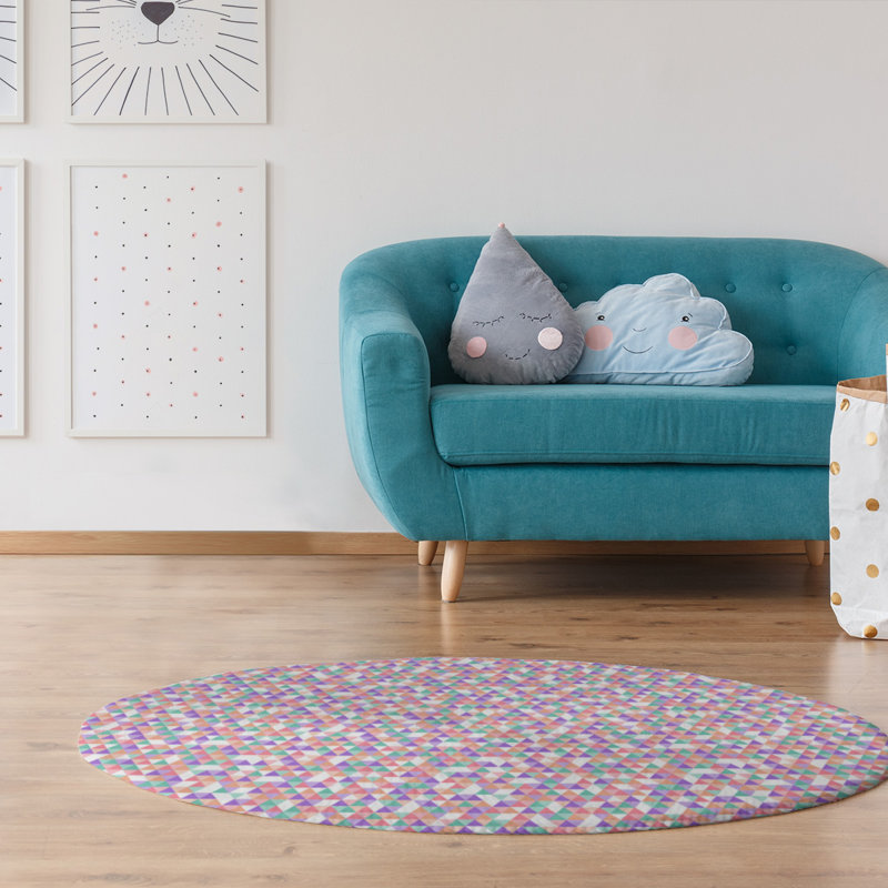 East Urban Home Triangle Indigo Salmon Area Rug Wayfair