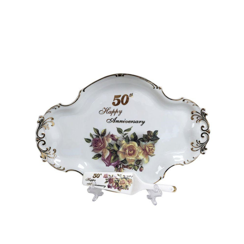 August Grove Dengler 2 Piece 50th Anniversary Decoarative Plate Set Wayfair