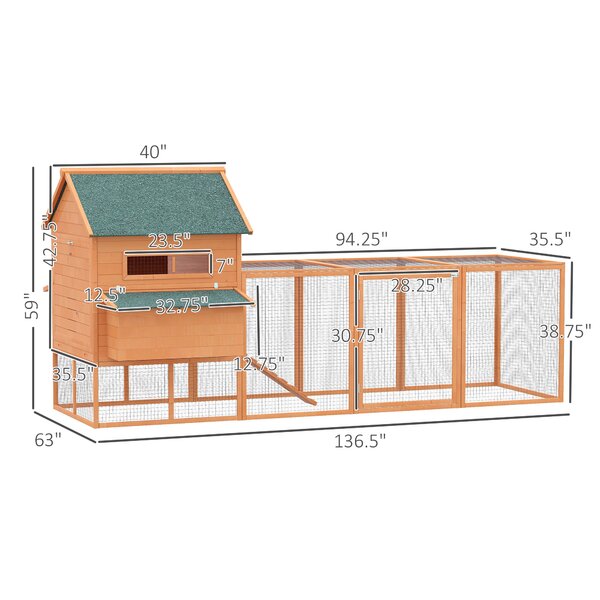 Tucker Murphy Pet™ Aloah 56 Square Feet Chicken Coop with Chicken Run ...