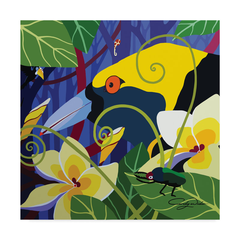 Winston Porter Yellow Bird Of Paradise Acrylic Painting Print On