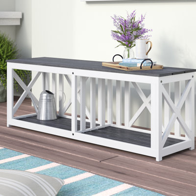 One Allium Way Morgane Wood Storage Bench Color Whiteash Grey