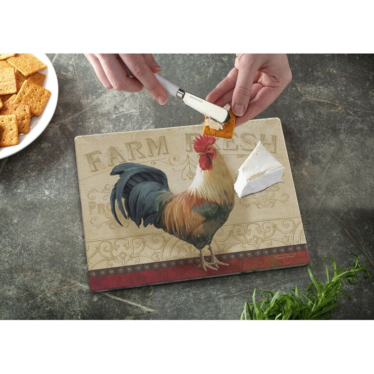 Details about   'FARM FRESH ROOSTER' Glass Cutting Board 15 x 12