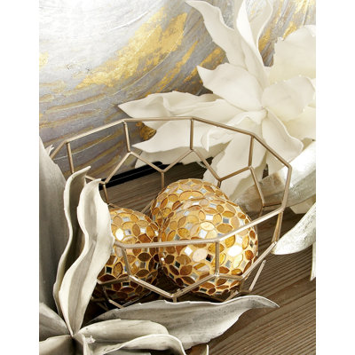 Brabham Glass Handmade Mosaic Decorative Orbs & Vase Filler Set By World Menagerie
