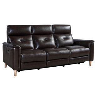 Yoshioka Leather Reclining Sofa by Red Barrel Studio Modern