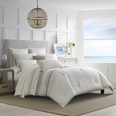Nautica Saybrook Cotton Reversible Beige Comforter Set INCOMPLETE 