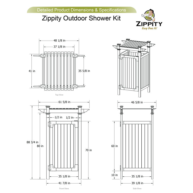 Zippity Outdoor Products 88 75 H Vinyl Freestanding Outdoor Shower Kit Reviews Wayfair
