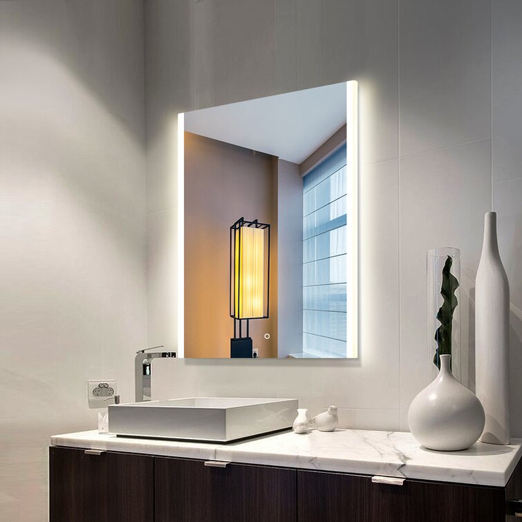 horizontale/verticale Miroir de salle de bain Bluetooth rétroéclairé à LED 600 x 800 mm avec système anti-buée et bouton tactile à intensité variable