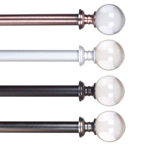 Crystal Ball Single Curtain Rod & Hardware Set
