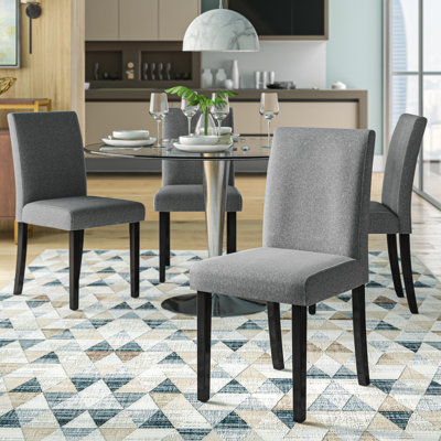Fellsburg Linen Upholstered Solid Wood Parsons Chair 4 pieces 