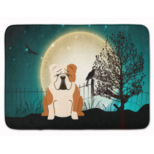 Halloweenu00a0English Bulldog Fawn Memory Foam Bath Rug