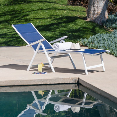 Aidan Reclining Chaise Lounge Ebern Designs Fabric Navy