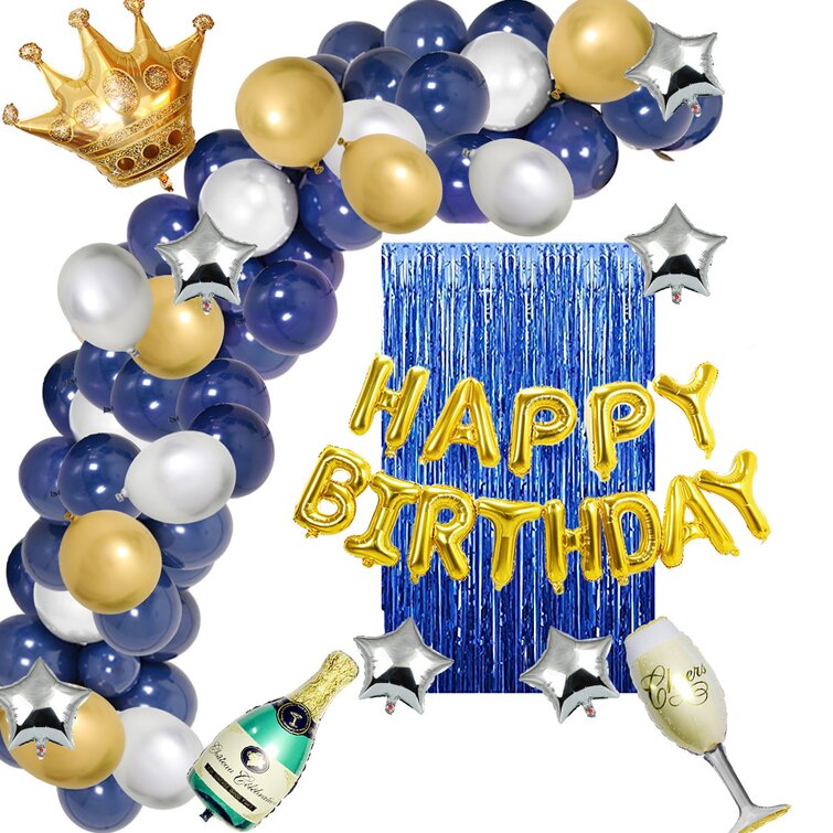 30th Birthday Decorations for Men Blue Gold Party Decorations with Birthday Banner Home Decorations