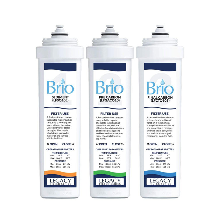 Brio 3-Stage Water Filter Replacement Kit For Reverse Osmosis Filters ...