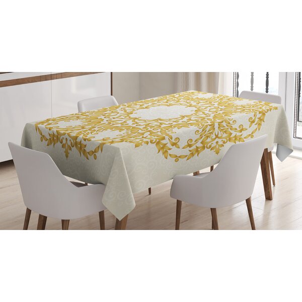 Rectangle Satin Table Cover Accent for Dining Room and Kitchen Ambesonne Abstract Tablecloth 60 X 90 Flower Geometric Pattern Ornamental Vintage Classic Style Elements Pattern Beige and Indigo