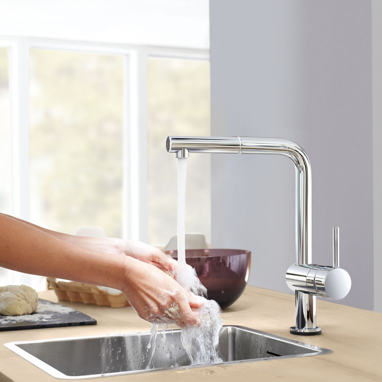 GROHE MintaÂ® Pull Out Single Handle Kitchen Faucet with ...