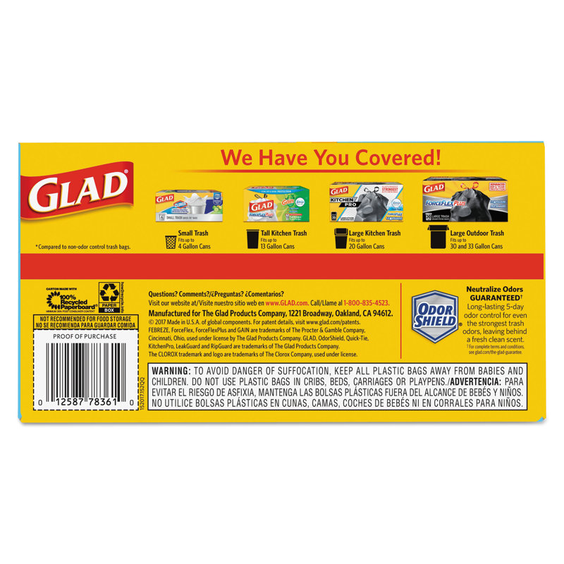 Glad Odorshield Tall Kitchen 13 Gal Trash Bags 240 Count Wayfair