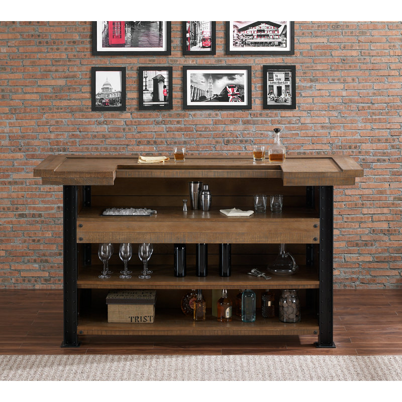 Loon Peak Spring Grove Reclaimed Wood Home Bar With Wine Storage Reviews