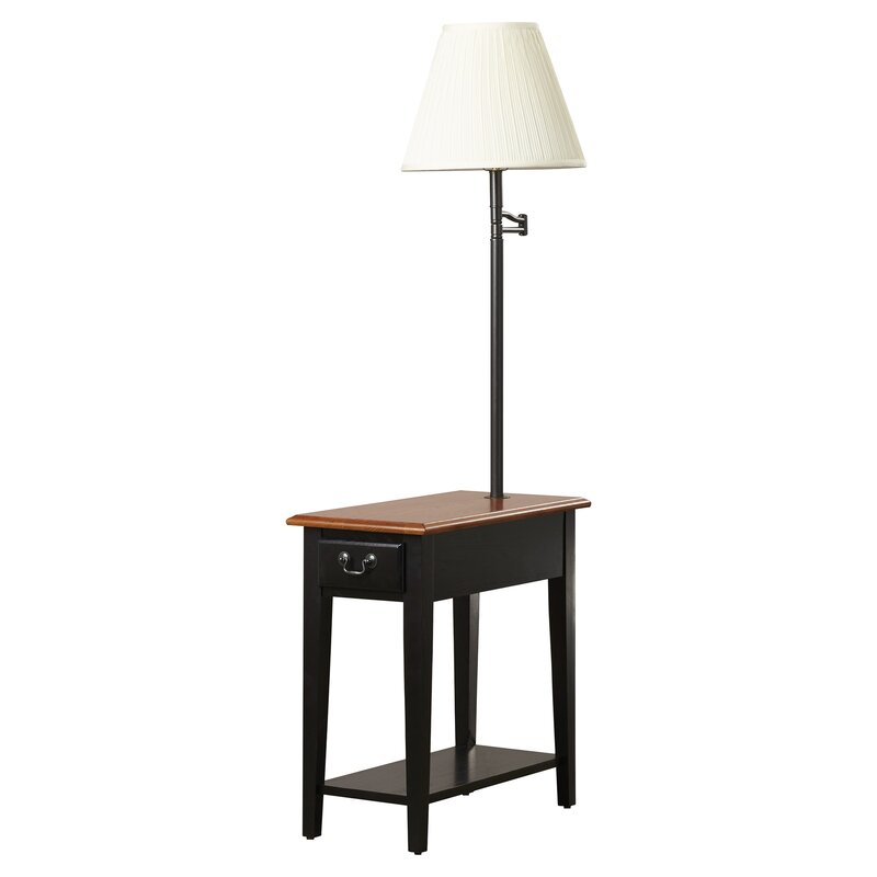 end table with lamp and storage