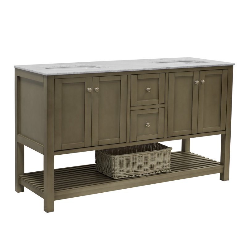 Eagleton Open Cabinet 60" Double Bathroom Vanity Set ...