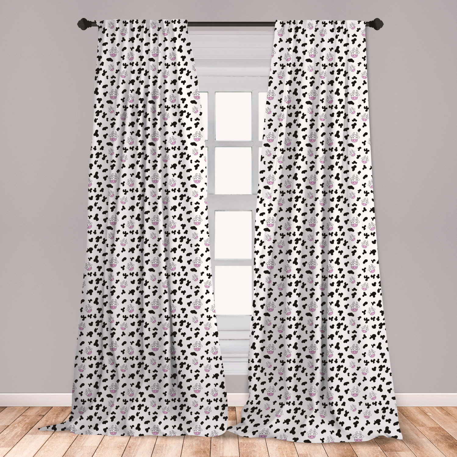 East Urban Home Cow Print Room Darkening Rod Pocket Curtain Panels