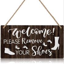 Welcome Please Remove Your Shoes Metal Sign Decorative Wall Hanging Plaque 