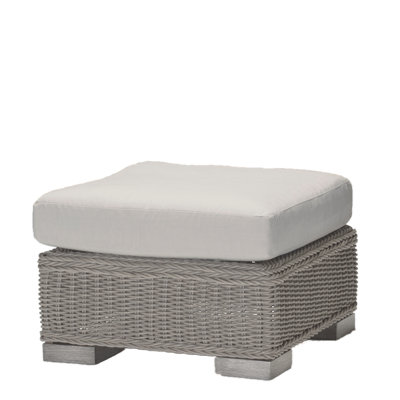 Rustic Wicker Ottoman With Cushion Summer Classics Fabric Porter Stripe Lime