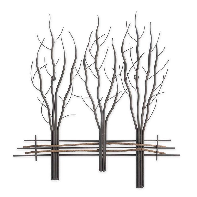 Standing Trees in copper 9"  Tall Metal Wall Art Decor