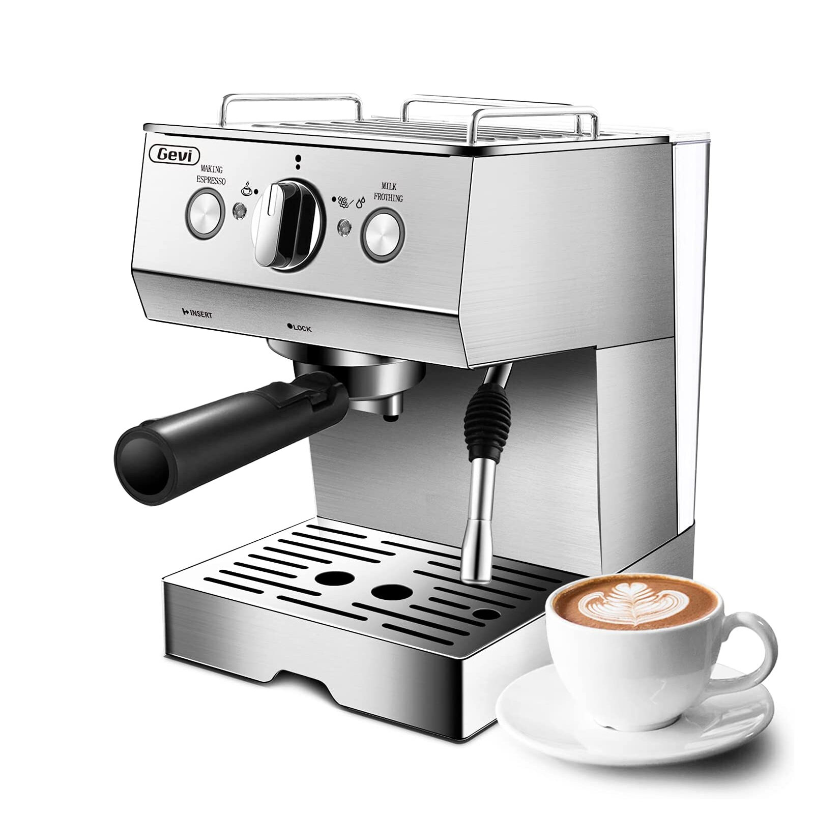 Espresso Machines 15 Bar with Milk Frother Expresso Coffee Stainless Steel