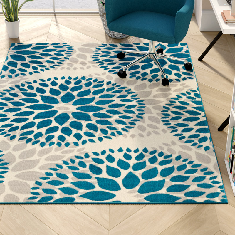 Wallner Floral Blue/Gray Area Rug