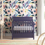 navy blue crib and dresser