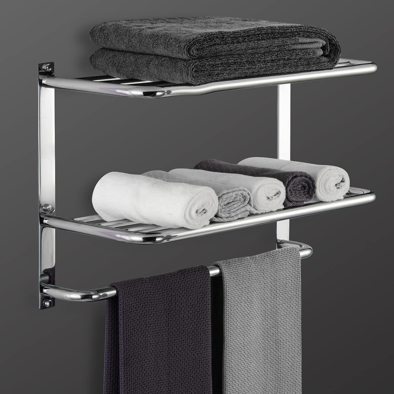Bathroom Stainless Steel 304 Black Towel Ring Wall Mounted Towel Storage Holder 