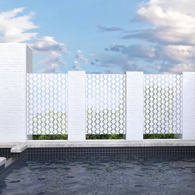 6 ft. H x 4 ft. W Metal Privacy Screen Fence Panel Square Pattern