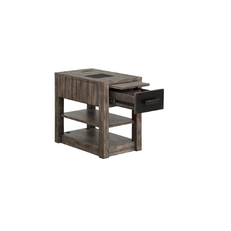 Loon Peak Laurence Floor Shelf End Table With Built In Outlets