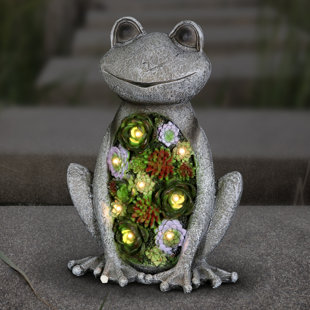 Solar Outdoor Garden Statues Wayfair Topaz Solar Frog Statue