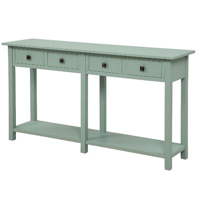 Gracie Oaks 59" Solid Wood Console Table  Color: Tiffany Blue