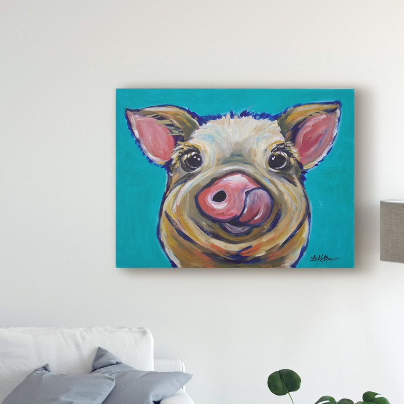 Winston Porter Pig Cesar Tongue Out Acrylic Painting Print On