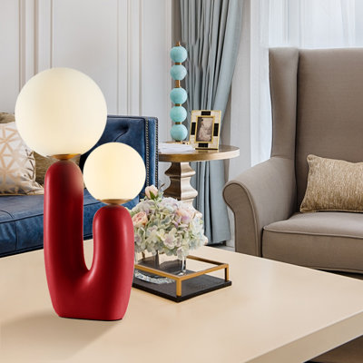 Rahil Two Glass Ball Bedside Table Lamp
